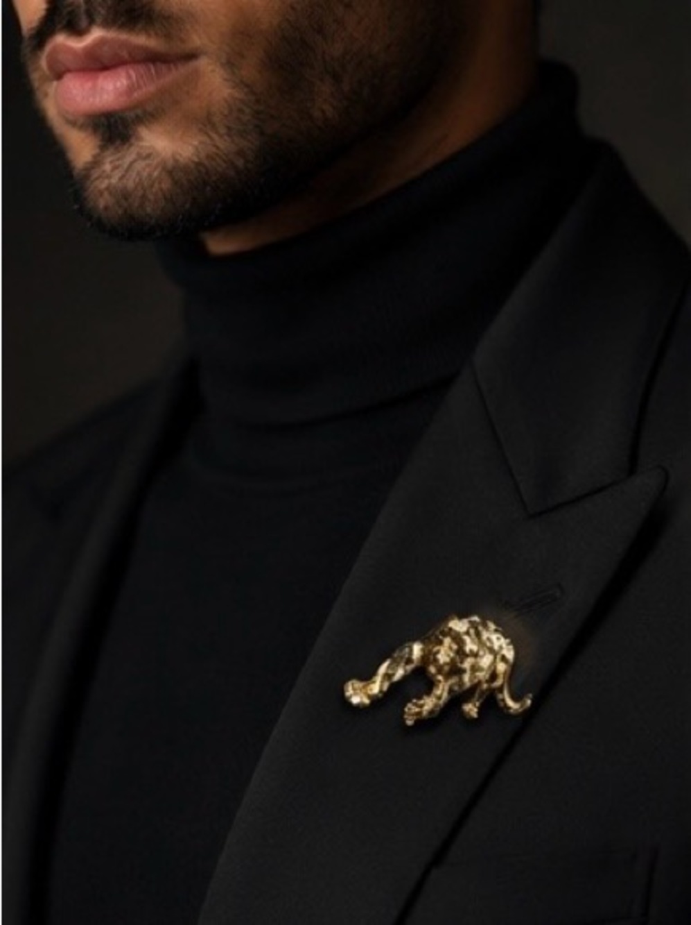 Gold Panther Lapel Pin - Men's Accessory